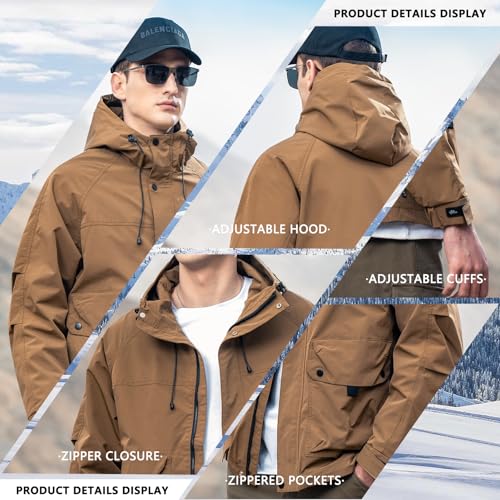 Image of 2024 autumn new casual hooded jacket men's trendy workwear outdoor windproof jacket