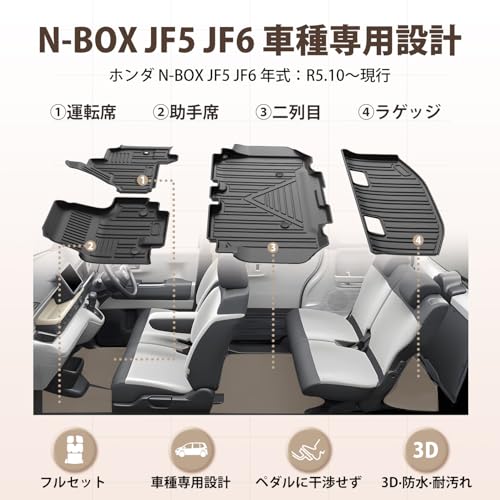 Kotesoto ホンダ N-BOX JF5 JF6 フロアマット 4点セット