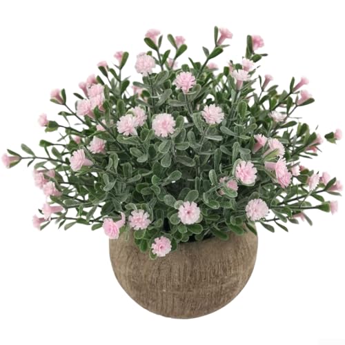 Flores artificiales de aliento de bebé, plantas falsas de plástico de 17 cm para decoración del hogar, oficina, hotel, arreglo de mesa de escritorio realista en blanco crema (B)