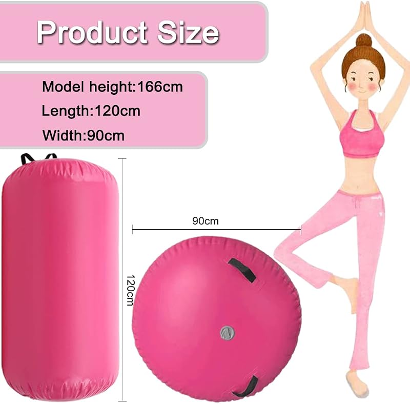 Home U Felfújható Léghengerű Tornaszőnyeg - Kék PVC Jóga és Gimnasztikai Légpárna Pumpával, 120x90 cm - Fitness és Testformáló Edzésekhez