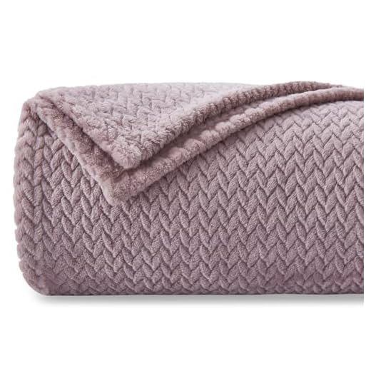 NEWCOSPLAY Super Soft Throw Blanket Premium Silky Flannel Fleece Leaves Pattern Lightweight Blanket All Season Use (Light Purple, Throw(50"x60"))