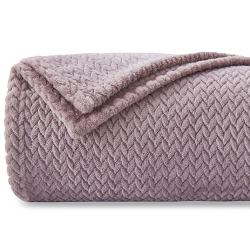 NEWCOSPLAY Super Soft Throw Blanket Light Purple Premium Silky Flannel Fleece Leaves Pattern Lightweight Bed Blanket All Season Use (Light Purple, Throw(50'x60'))