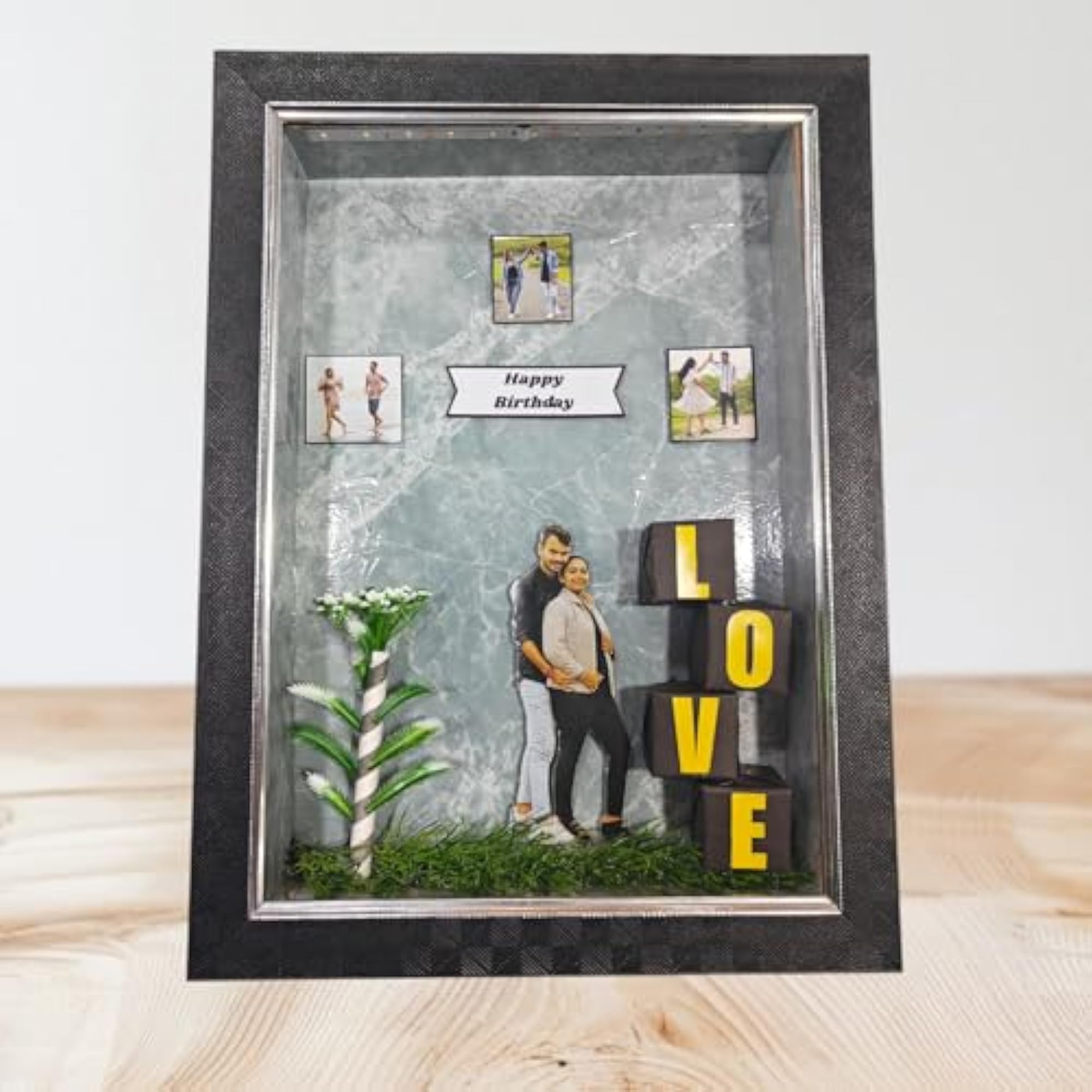 Custom 3D Shadow Box Photo Frame for Couples