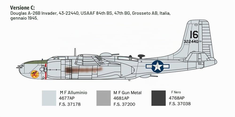 Italeri 1274 A-26 B Invader, scala 1:72, Plastic Model Kit/Modello in plastica da montare