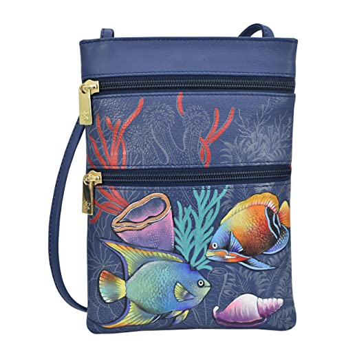 Preisvergleich Produktbild Anuschka Women's Kleine Crossbodytasche mit doppeltem Reißverschluss aus Echtleder - Mystical Reef