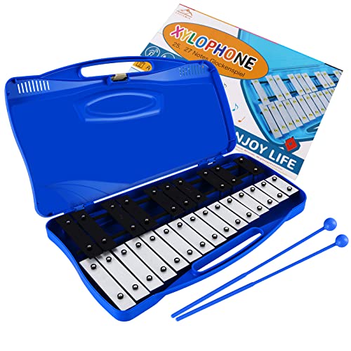 Image of EASTROCK 25 Notes Xylophone Professional Glockenspiel with Box Darkblue
