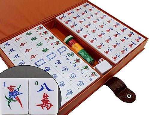 Juego de azulejos numerados filipinos chinos Mahjong - Juego de 144 azulejos de 145 pulgadas de fácil lecturajuego completo pesa 13 libras Regalo