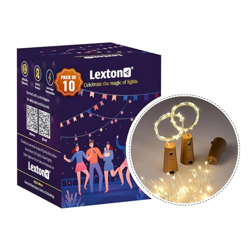 Image of Lexton 20 LED Wine Bottle Cork Lights Copper Wire String Lights (Warm White - Pack of 10)
