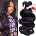 Flady 10A Brazilian Body Wave 3 Bundles Unprocessed Virgin Brazilian Hair Bundles Human Hair Extensions Natural Black Color (16 16 16inch)