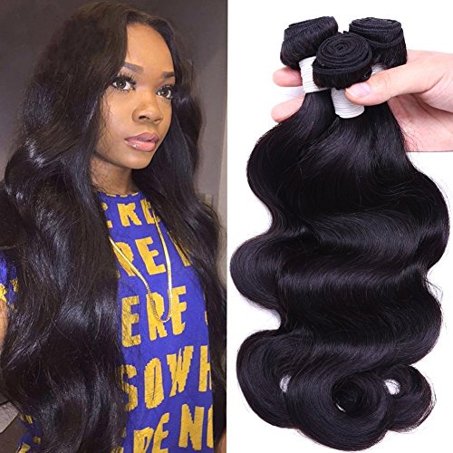 Flady Hair Brazilian Body Wave Virgin Hair 3 Bundles 100% Unprocessed Brazilian Human Hair Bundles Black Color (22 24 26inch) by Flady Hair