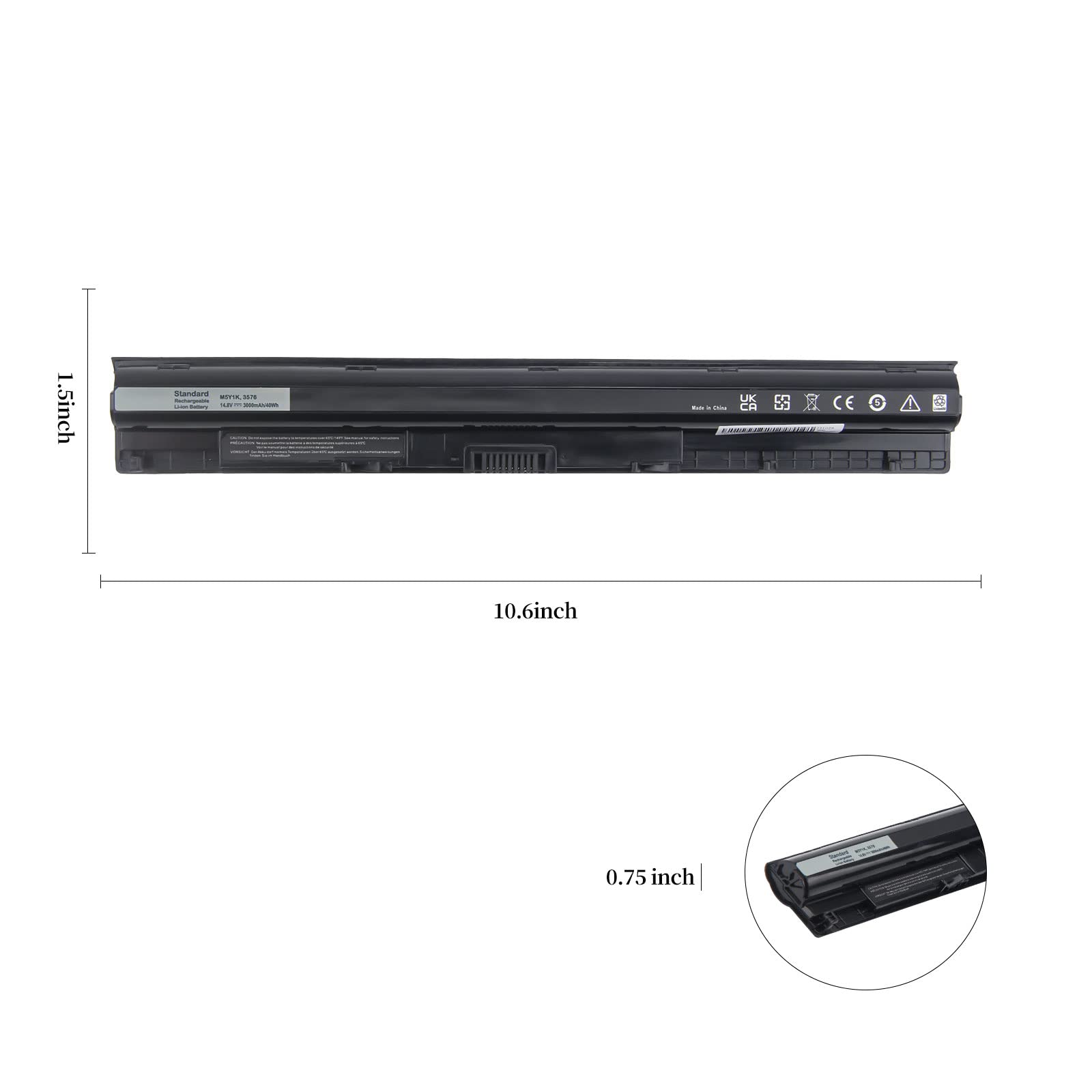 Oyomba M5Y1K Batterie pour Ordinateur Portable Dell Inspiron 14 15 3451 3452 3458 3551 3552 3558 3462 3465 5451 5452 5455 5458 5459 5551 5552, Latitude 3460 3560 3470 3570