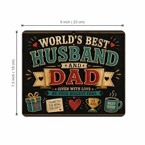 Image of World's Best Husband and Dad Mouse Pad 9 x 7.5 Inch (23 x 19 cm) Mouse Pad | Non-Slip Rubber Base | Smooth Surface