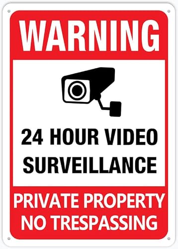 Private Property No Trespassing - Video Surveillance Aluminum Metal Sign 8"x12" Rust-Free For Outdoor/Home/Business/Yard Use