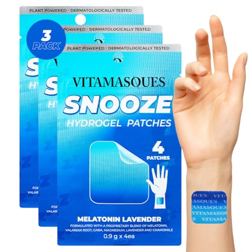 Vitamasques Sleep Patches for Adults, SnoozeMe Wellness Hydrogel Patch (3-Pack) - Sleeping Patch with Lavender, Melatonin, & Valerian Root - Cruelty-Free, Gluten-Free, & Filler-Free Sleep Patch