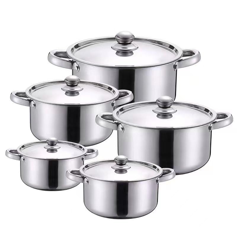 Bright Home 10-Piece Tri-Ply Stainless Steel Cookware Set Induction Safe Durable Pots & Pans with Lids for Healthy & Even Cooking