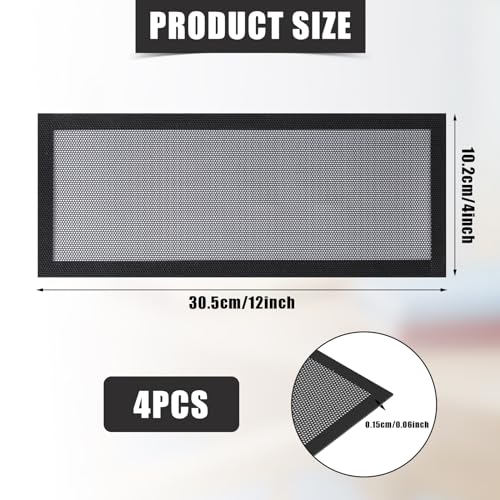 4St 30,5x10,2cm Magnetische Lüftungsabdeckungen, Lüftungsschlitz Abdeckung Boden Lüftungsabdeckungen Lüftungsnetzfilter für Fußböden Decken Wände fangen Schmutz Haare Staub Auf