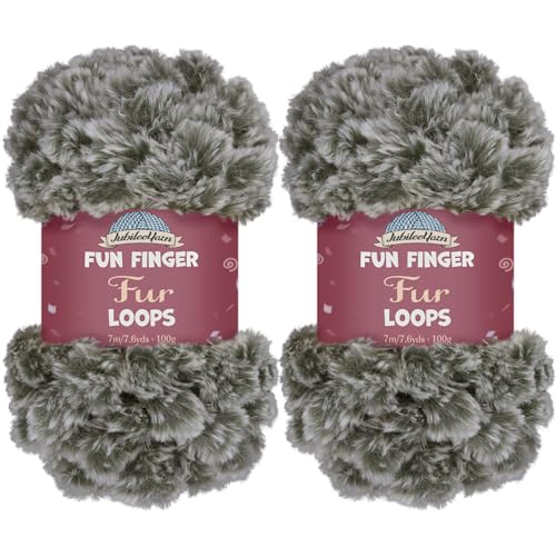 JubileeYarn Fun Finger Fur Loops Yarn - Polyester Jumbo Weight Loop Yarn - 200g/Skein - Strix - 2 Skeins, 12 Strix
