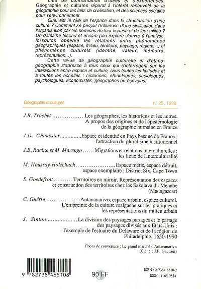 Géographie et cultures, numéro 25