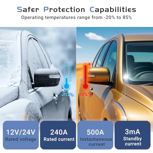 Image of APIELE Remote Battery Disconnect Switch 12V 240A Kill Switch for Car, Anti-Theft Prevent Battery Drain, Smart Battery Cut Off Switch for Auto, RV, Truck, Boat (Voltage Indicator)