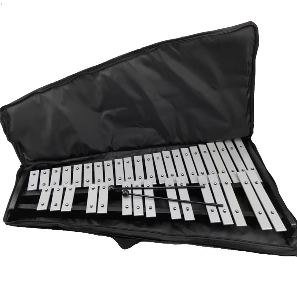 Kit de Glockenspiel de 37 notas, instrumento de percusión profesional de xilófono Glockenspiel con mazos de soporte ajustables y bolsa de transporte
