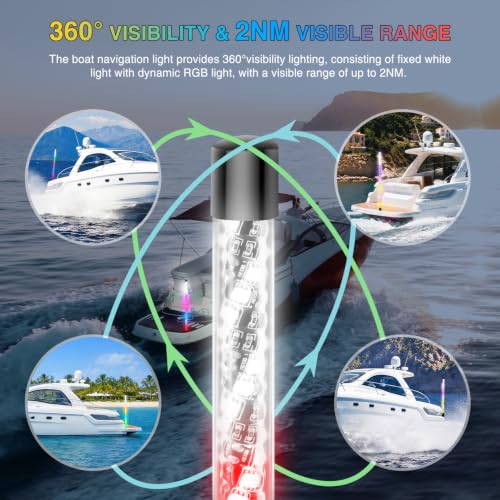 Image of Nilight Boat Navigation Light 3FT Spiral LED Whip Lights