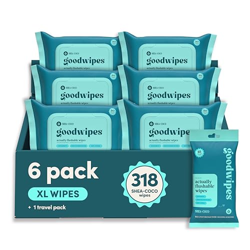 goodwipes Flushable Wipes for Adults - Shea-Coco Butt Wipes for Women & Men, Septic Safe, Toilet &...