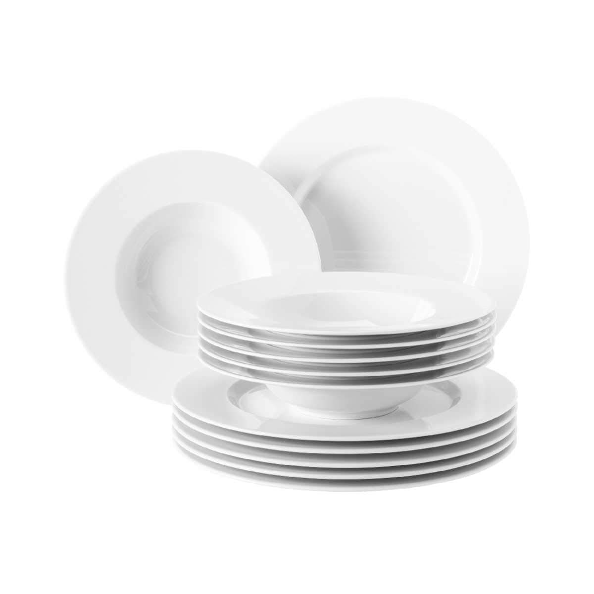 Seltmann Weiden 12 Piezas | Set para 6 Personas | Serie No Limits Blanco | Servicio Incluye Cada 6 Cena, Plato de Sopa, 40 x 40 x 32cm
