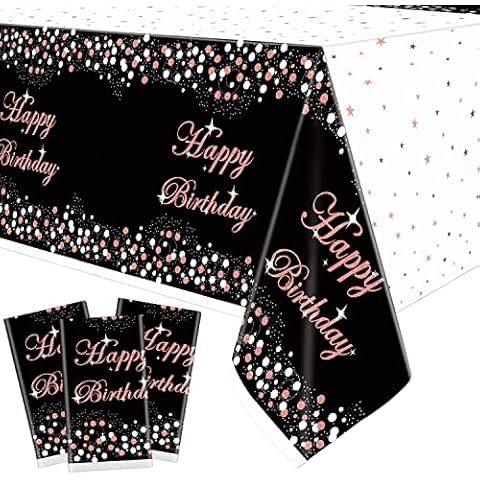 Paquete de 3 manteles negros oro rosa dorados para fiestas Cover