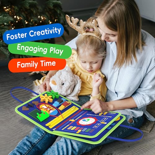 Image of Freebear Busy Board Toddler Travel Toys Sensory Toys for Toddlers 1 2 3 4, Montessori Learning Toys for Toddlers Activities Board, Educational Toys for 3 4 Year Old Boys Girls Gift, Dinosaur