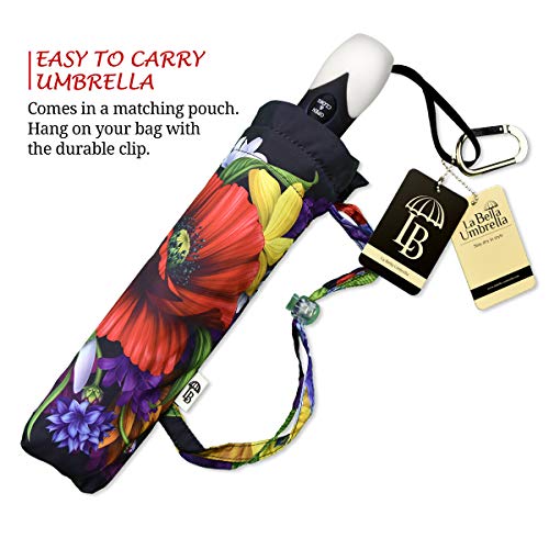 Red Poppies Umbrella For Women - Brand Fancy Brolly Auto Open Close - Fashion Floral Stylish Umbrella - Compact Automatic Beautiful Art Umbrella - Portable Small Folding Rain Umbrella #TOP4