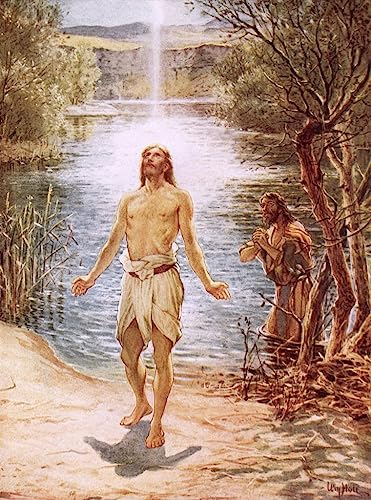 Tableau Le Christ baptisé par William Brassey Hole impression sur toile 60x90cm
