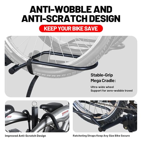 Image of Young 200 lbs 2-Bike Rack Hitch Mount for Cars Trucks SUVs RVs, fits Standard, MTB, Fat Tire Bikes w /Up to 5-inch Tire - 2 inch Hitch Receiver