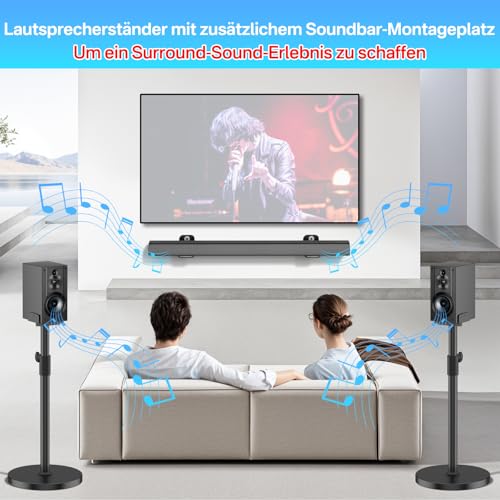 Set luidsprekerstandaarden voor de Sony HT-A9 SA-RS5 SA-RS3S luidsprekerstandaarden met soundbarbevestigingen. In hoogte verstelbare Luidspreker Standaard van 29" tot 37,5". - Afbeelding 3