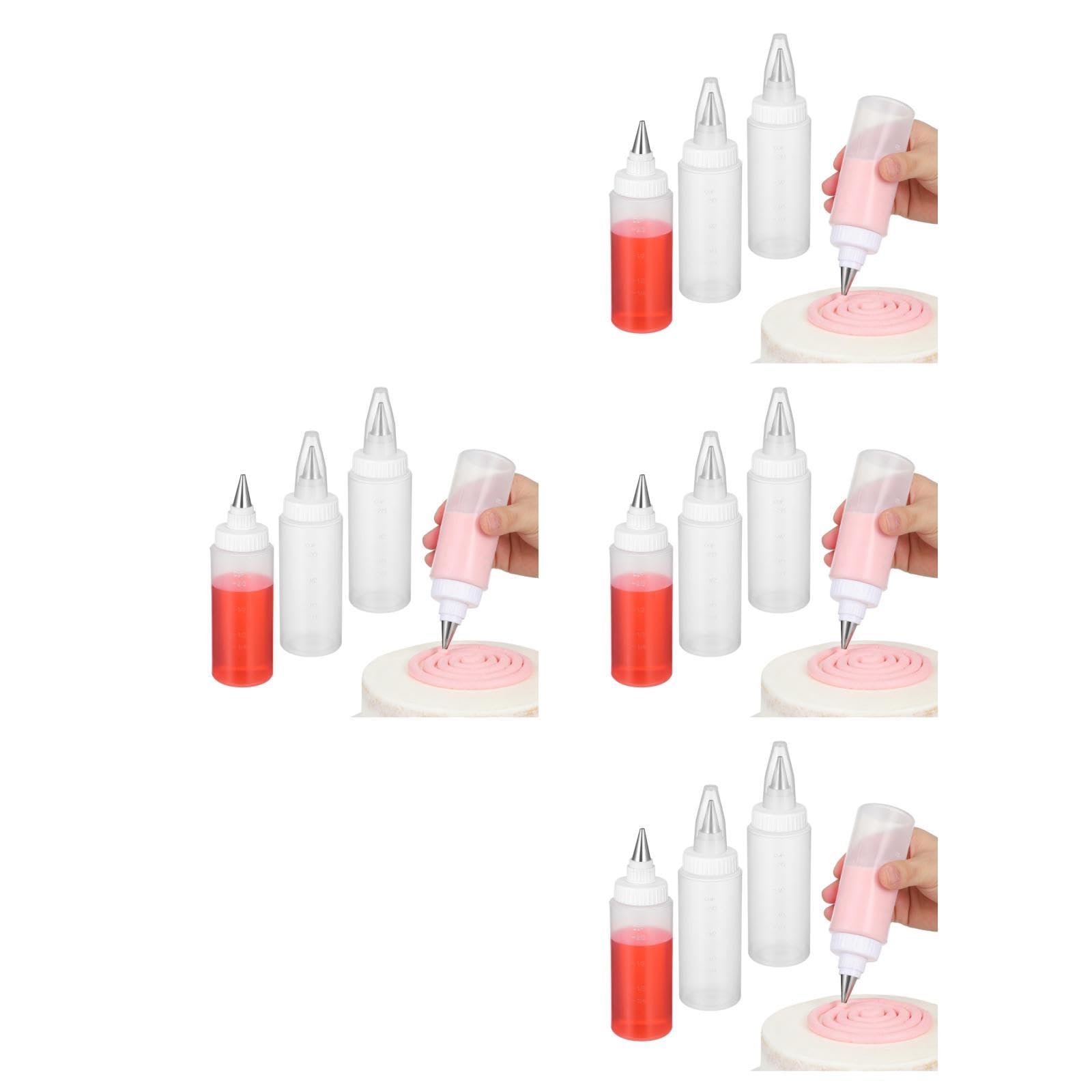 TOPBATHY 16piezas Botellas Exprimibles para Decoración De Pasteles Botellas Transparentes Multifuncionales para Glaseado y Salsas Cocina De Repostería para Galletas y Postres