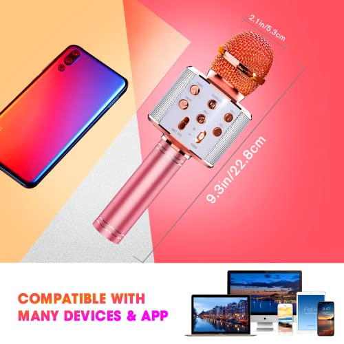 Image of BlueFire Wireless 4 in 1 Bluetooth Karaoke Microphone, Portable Speaker Machine, Handheld Home KTV Player with Record Function for Android & iOS Devices (Pink)