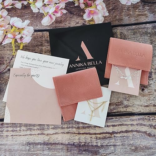 Annika Bella Layering Necklace, CZ Heart Charm Pendant Necklace, Gold Dotted Chain Choker, Valentine's Gift for Wife Girlfriend, Love Jewelry - Image 7