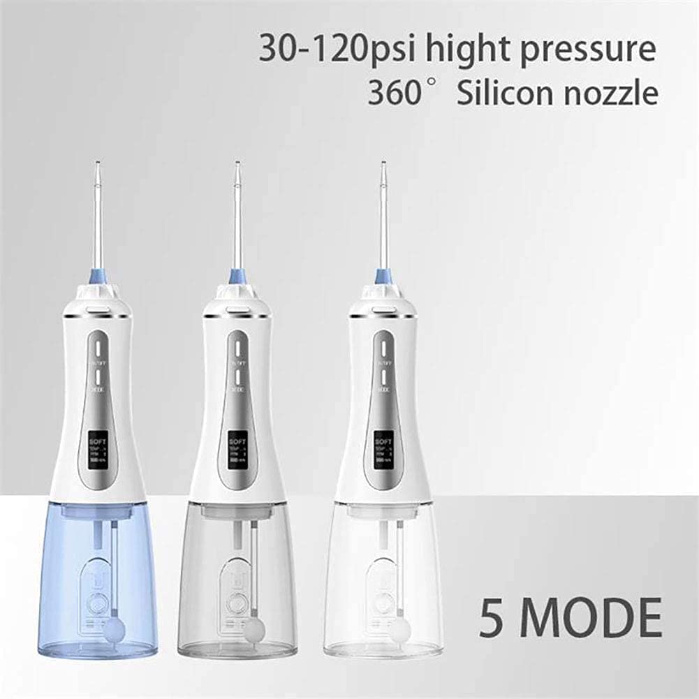 Flosser de Agua inalámbrico, irrigador Oral Dental inalámbrico con Tanque de Agua de 300 ml, Carga USB, IPX7 Impermeable al Agua iral Irriqueator, para la Familia, Viajes