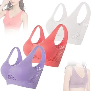 QIAOMI Bra - Plus Size Women's Breathable Cool Lift Up Air Bra,Sports Bra,No Underwire Breathable Cool Lifting Air Bra (Purple+red+white,2XL)