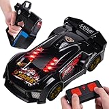 HONEYEAH 3-in-1 RC Drift Car Remote Control 1:24 Police/Sports/Racing Rechargeable 2-Player Battle Set with Infrared Gun Knock-to-Flip 60 Min Play for Kids 4 5 6 7 8 9 Year Old (Black)