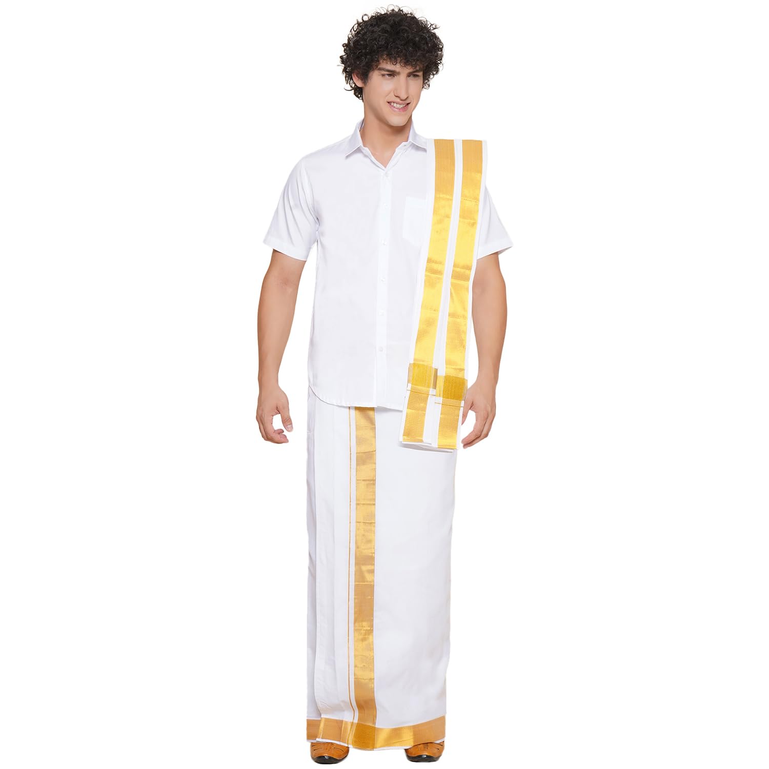 Mens Shirt with Dhotipant and angavastram Set