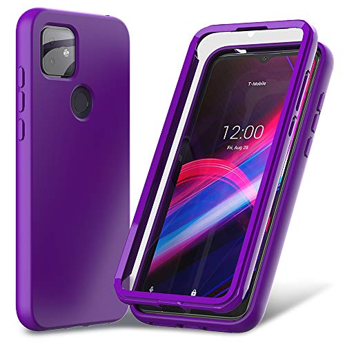 Nuomaofly T-Mobile REVVL 4 Plus Case [Not Fit REVVL 4] with Built-in Screen Protector Designed, Full-Body Heavy Drop Protection Shock Absorption Cover for T-Mobile REVVL 4+ (Purple)