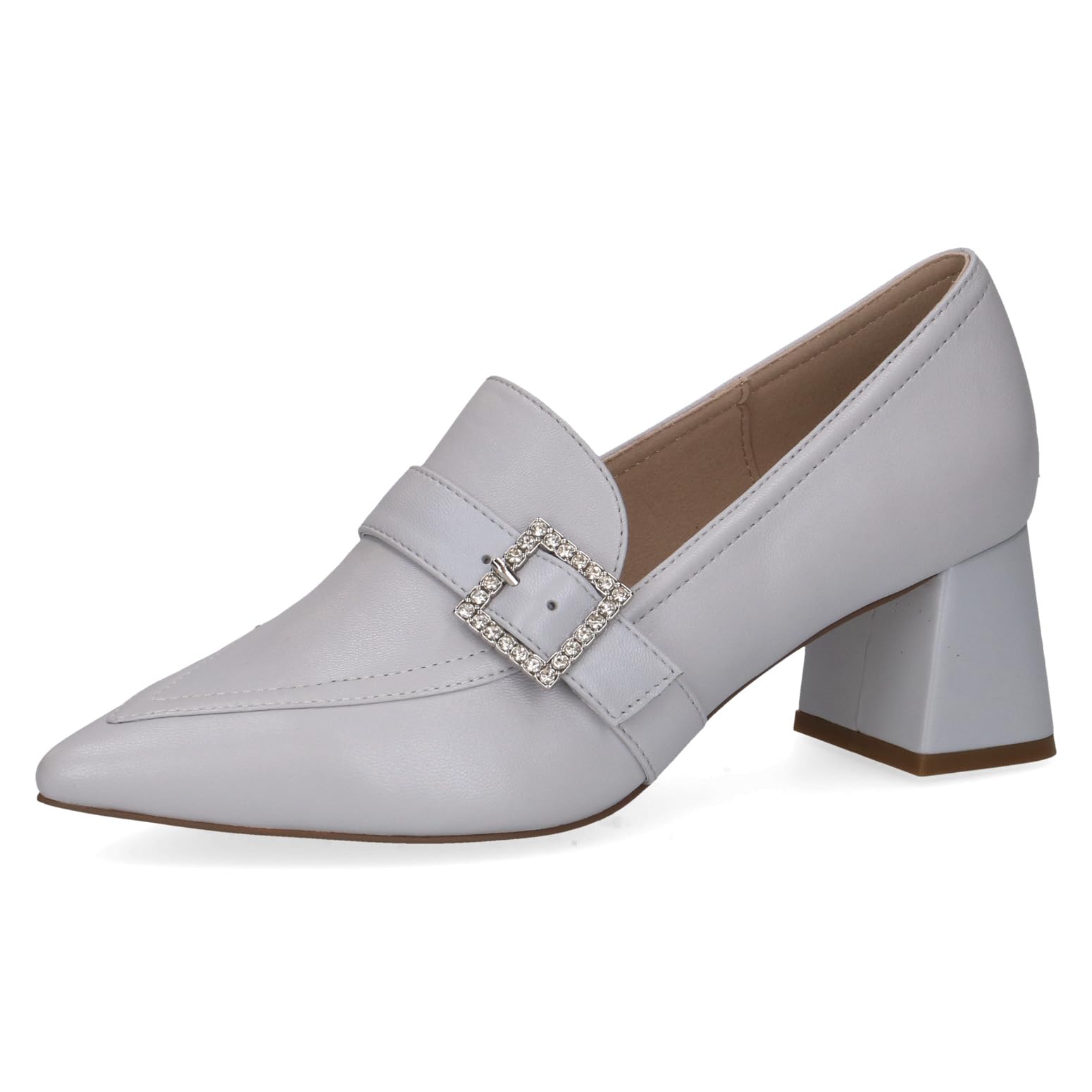 CAPRICE Women's Leather Pumps with Glitter Buckle, Gray (Lt.Blue Perl), 7 UK