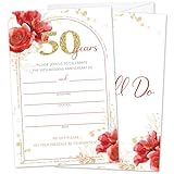 Zwsrplo 50th Wedding Anniversary Invitations With Envelopes, 50 Year Wedding Invites, Fill In Style 50th Anniversary Invitations For Mr & Mrs, We Still Do Party Supplies - 12