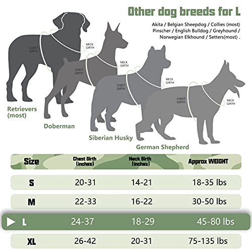 Auroth Tactical Dog Harness For Large Dogs No Pull Adjustable Reflective K9 Working Training Easy Control Pet Vest Military Service Harnesses Woodland Camo L #TOP5