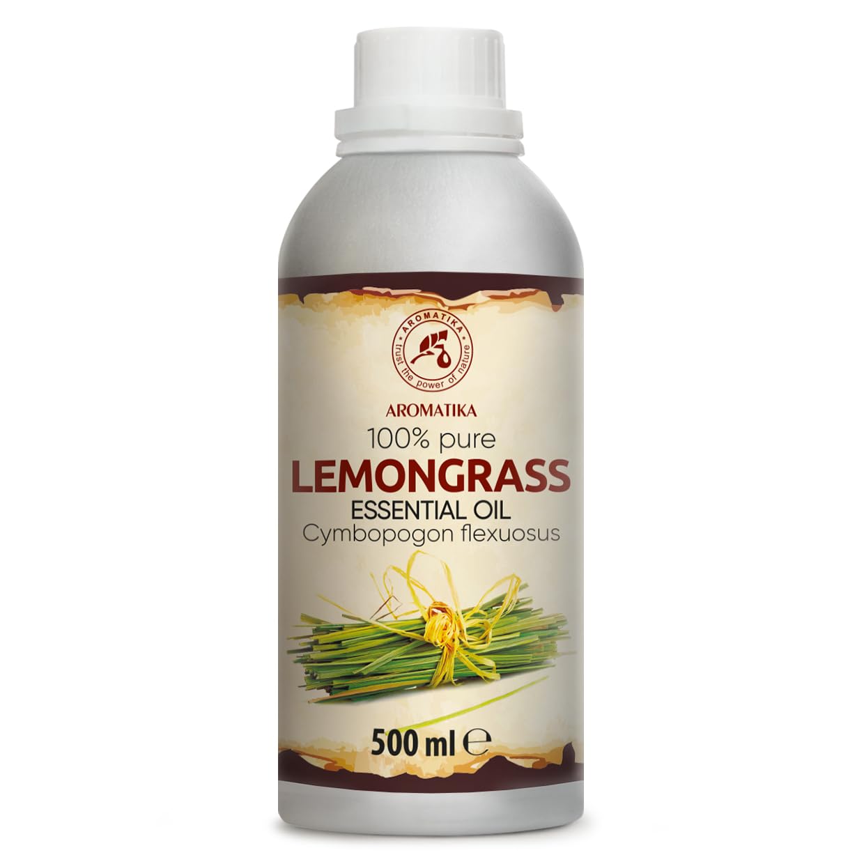 Aceite Esencial de Hierba de Limón 500 ml - Cymbopogon Flexuosus - Natural y Puro - Aceites Esenciales para Difusores - Fragancias para el Hogar - Jabones y Velas - Sauna - Aroma fresco - Aromaterapia