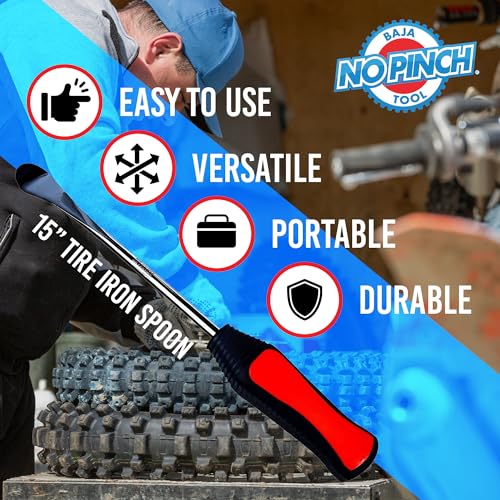 Image of BAJA NO PINCH 15 inch Steel Tire Spoon | Lever Iron Tool Kit | Professional Tire Changing Tool for Enduro Motocross | Motorcycle | Dirt Bike | Easy-to-Use Tire Repair Tool | Dirt Bike Tire Spoons