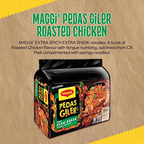 Image of MAGGI Pedas Giler AYAM BAKAR [ Roasted Chicken Flavor ] Noodles 380gm Pack (Imported), The Product of Malaysia, Large