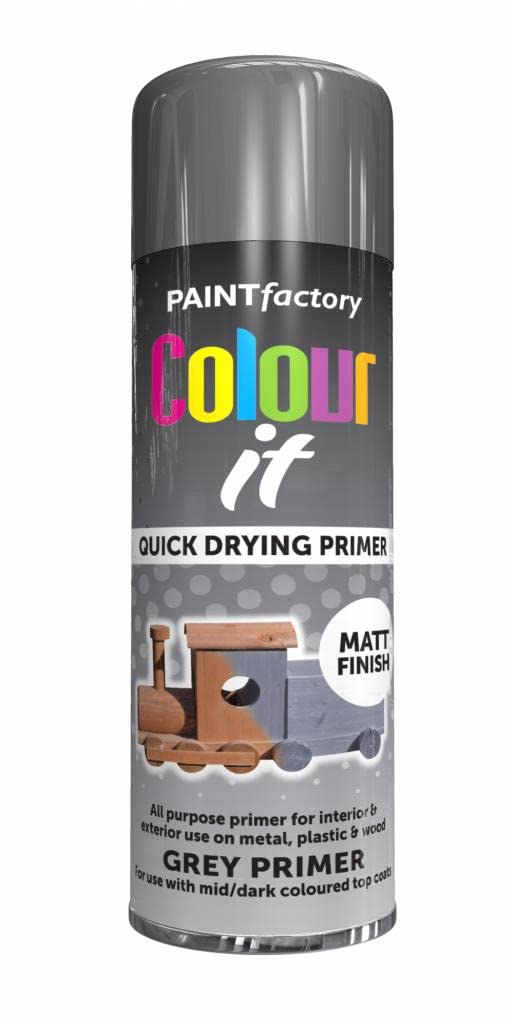 SuperGift.com2x Grey Primer All Purpose Aerosol Spray Paint 250ml Quick Drying Spray, Fast Dry and Excellent Coverage for Metal, Wood, Plastic and More by Diva Gift