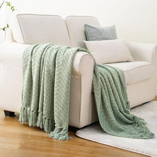 Image of BATTILO HOME Sage Green Throw Blanket for Couch, 50 inchx60 inch