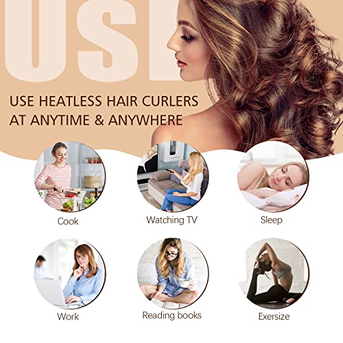 Siwtok Heatless Hair Curler,Heatless Curling Rod Headband,No Heat Curling Headband,Hair Curlers to Sleep In,Heatless Curls Headband,Hair rollers for Long Hair and Medium Hair (Coffee) - Image 6
